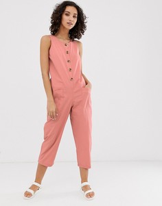 Комбинезон без рукавов на пуговицах ASOS DESIGN - Розовый