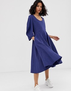 Платье миди с овальным вырезом ASOS WHITE - Темно-синий