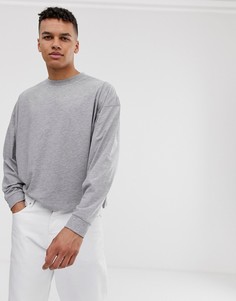 Серый меланжевый укороченный oversize-лонгслив ASOS DESIGN - Серый