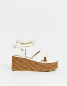 Белые танкетки с завязкой на щиколотке RAID Connie - Белый