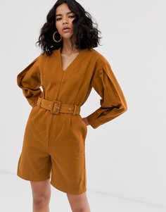 Ромпер с V-образным вырезом и поясом ASOS WHITE - Мульти