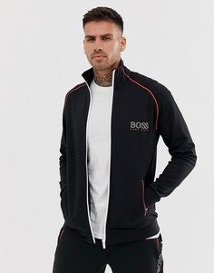 Черный свитшот от спортивного костюма на молнии с логотипом BOSS - bodywear - Черный