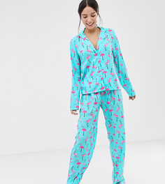 Пижама из 100% модала с принтом фламинго ASOS DESIGN Tall - Мульти