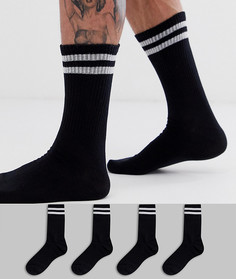 Набор из 4 пар черных теннисных носков Jack & Jones - Черный