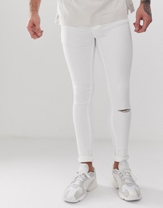 Белые супероблегающие джинсы с рваной отделкой Blend - flurry - Белый