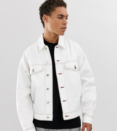 Белая джинсовая oversize-куртка с красной строчкой Noak - Белый