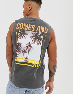 Черная майка из органического хлопка с принтом на спине ASOS DESIGN - Серый