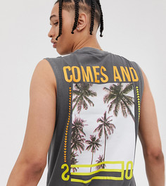 Черная майка из органического хлопка с принтом на спине ASOS DESIGN Tall - Серый