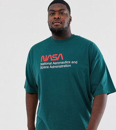 Oversize-футболка с принтом на груди и спине ASOS DESIGN Plus NASA - Зеленый