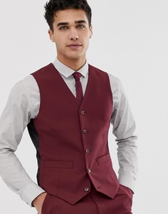 Бордовый зауженный жилет ASOS DESIGN - Красный