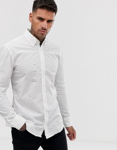 Белая рубашка с длинными рукавами и принтом BOSS Mabsoot - Белый