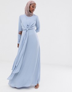 Платье макси с запахом и длинными рукавами ASOS DESIGN - Синий