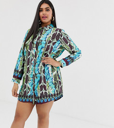 Платье-рубашка со змеиным принтом AX Paris Plus - Мульти