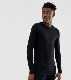 Черный обтягивающий лонгслив с круглым вырезом ASOS DESIGN Tall - Черный