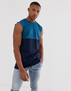 Темно-синяя майка из органического материала с контрастной кокеткой ASOS DESIGN - Темно-синий