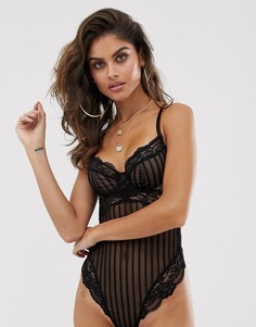 Боди в полоску с чашечками на косточках ASOS DESIGN - Черный