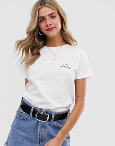 Футболка с принтом сердца ASOS DESIGN - Белый