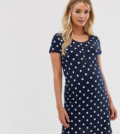 Трикотажная ночная рубашка в горошек для кормящих мам Mamalicious - Темно-синий Mama.Licious