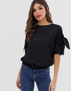 Футболка с завязками на рукавах Vero Moda - Черный