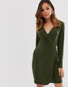 Платье с запахом и длинными рукавами French Connection - Зеленый
