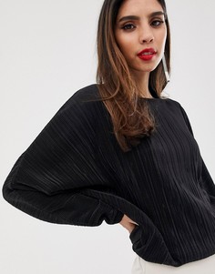 Топ плиссе с рукавами летучая мышь ASOS DESIGN - Черный