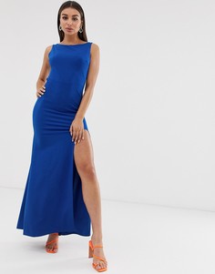 Платье макси с разрезом и глубоким вырезом на спине TFNC - Синий