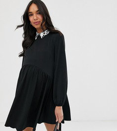 Свободное платье мини с воротником с леопардовым принтом ASOS DESIGN Maternity - Черный