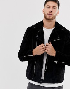 Черная вельветовая байкерская куртка ASOS DESIGN - Серый
