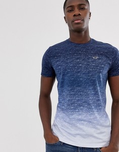 Темно-синяя футболка с круглым вырезом, логотипом и эффектом деграде Hollister - Темно-синий
