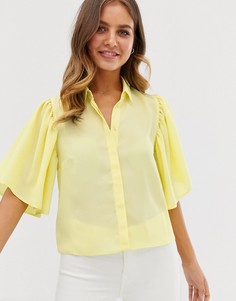 Укороченная блузка с расклешенными рукавами ASOS DESIGN - Желтый