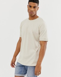 Oversize-футболка с заниженной линией плеч Selected Homme - Бежевый