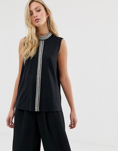 Топ с высоким воротом и отделкой Sass & Bide - Черный