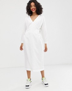 Фактурное платье миди с вырезами по бокам ASOS DESIGN - Белый