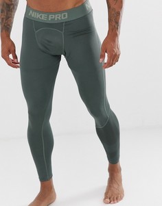 Леггинсы цвета хаки Nike Training Pro - Зеленый