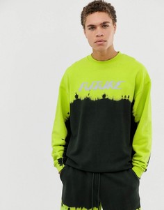 Свободный свитшот с неоновым принтом ASOS DESIGN - Черный