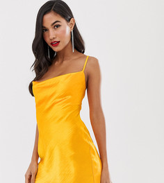 Блестящее атласное платье-комбинация мини со шнуровкой на спине ASOS DESIGN - Оранжевый