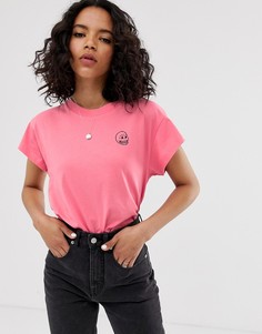 Футболка из органического хлопка с маленьким логотипом-черепом Cheap Monday - Розовый
