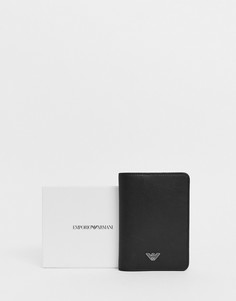 Кожаная обложка для паспорта Emporio Armani - Черный