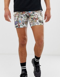 Короткие джинсовые шорты с принтом ASOS DESIGN - Белый