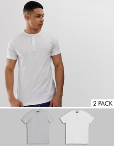 Набор из 2 футболок с воротом на пуговицах French Connection - Белый