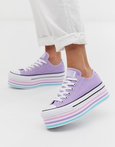 Сиреневые кроссовки на платформе Converse chuck taylor all star - Фиолетовый