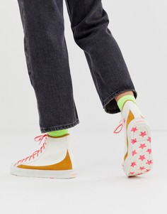 Желто-белые высокие кеды Converse all star - Белый