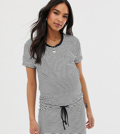 Платье мини в монохромную полоску с затягивающимся шнурком на талии Mamalicious maternity - Мульти Mama.Licious