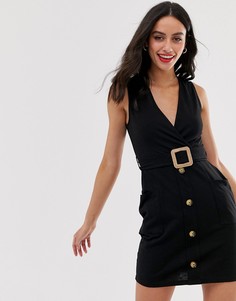 Сарафан мини на пуговицах с поясом ASOS DESIGN - Черный