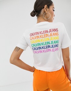 Футболка с радужным логотипом Calvin Klein Jeans - Белый
