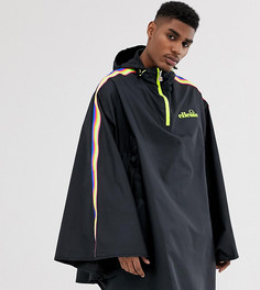 Черное пончо с логотипом и разноцветной отделкой Ellesse Piero эксклюзивно для ASOS - Черный