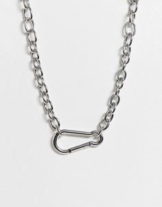 Серебристое ожерелье с толстой цепочкой и застежкой-карабином ASOS DESIGN - Серебряный