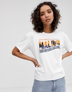 Трикотажная футболка с принтом Malibu Only - Белый