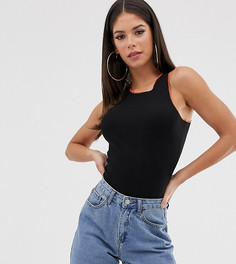 Черный боди с высоким воротом и контрастными строчками ASOS DESIGN Tall - Черный