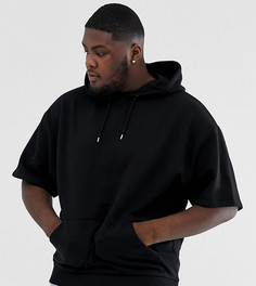 Oversize-худи черного цвета с короткими рукавами ASOS DESIGN Plus - Черный